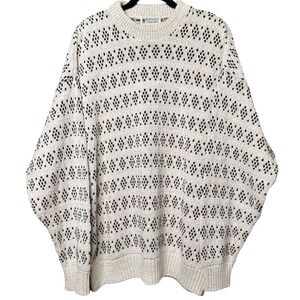 Vtg Holiday Northwest Territory Men's Sweater XL Cream Fair Isle Knit Cotton USA